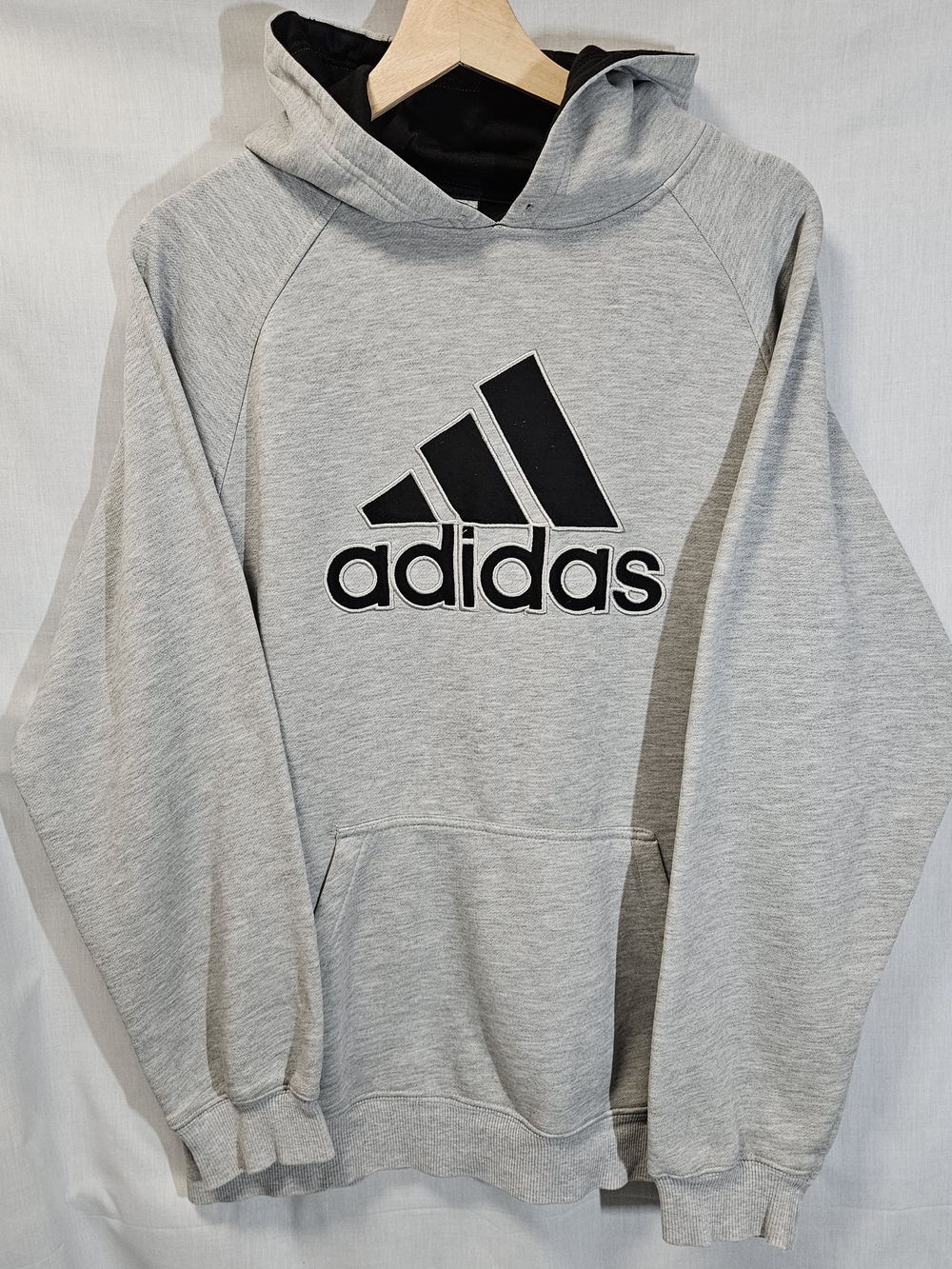 Vintage Adidas Gray Hoodie with Black Logo sz M